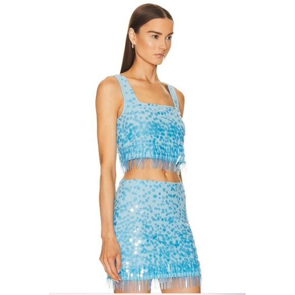 Staud Jasmin Top Shallow Blue Embellished Sequin - Picture 2 of 4
